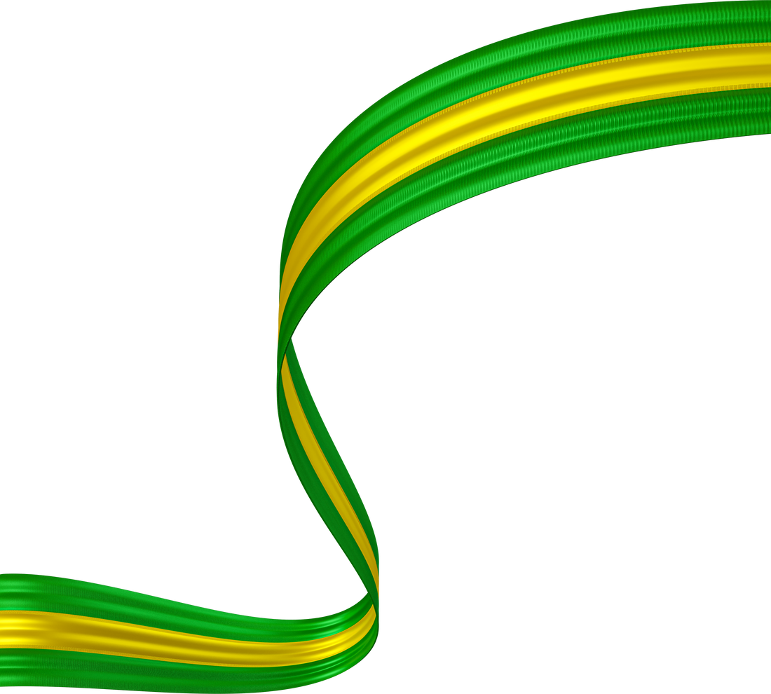 Green and yellow ribbon in 3d render